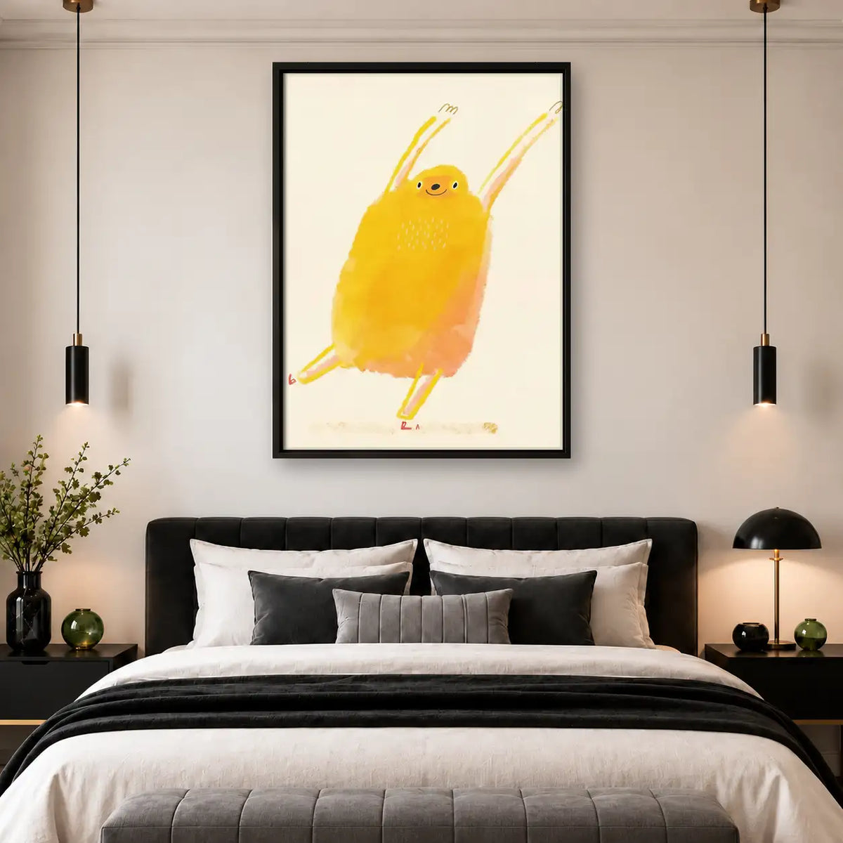 Fluffy Yellow Bird Character Wall Art 4