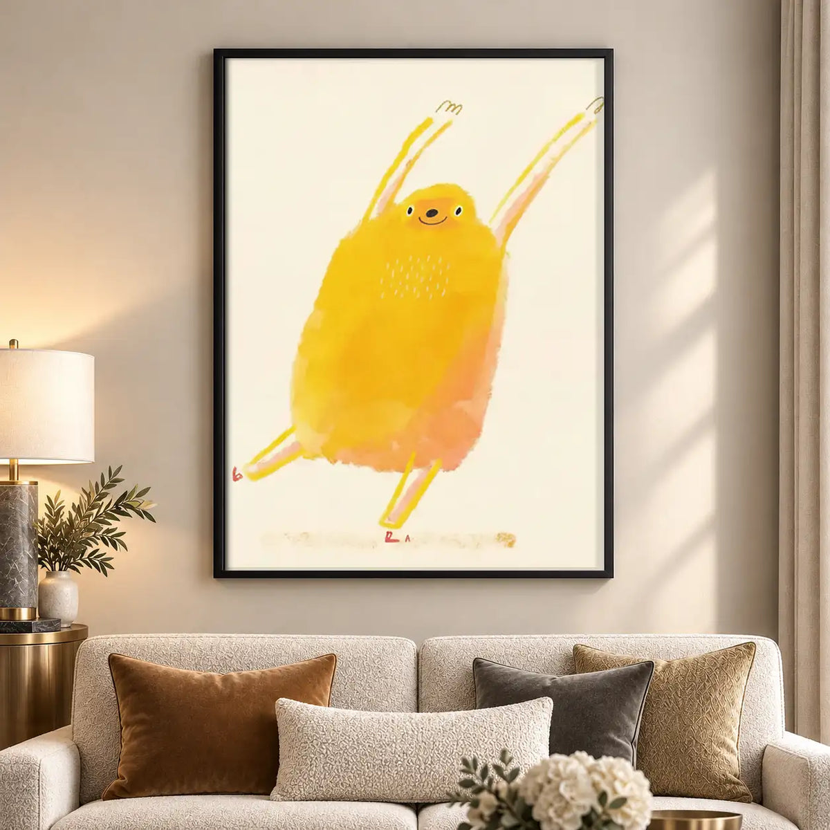 Fluffy Yellow Bird Character Wall Art 5