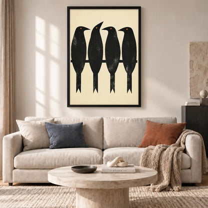 Four Black Birds Minimal Wall Art 2