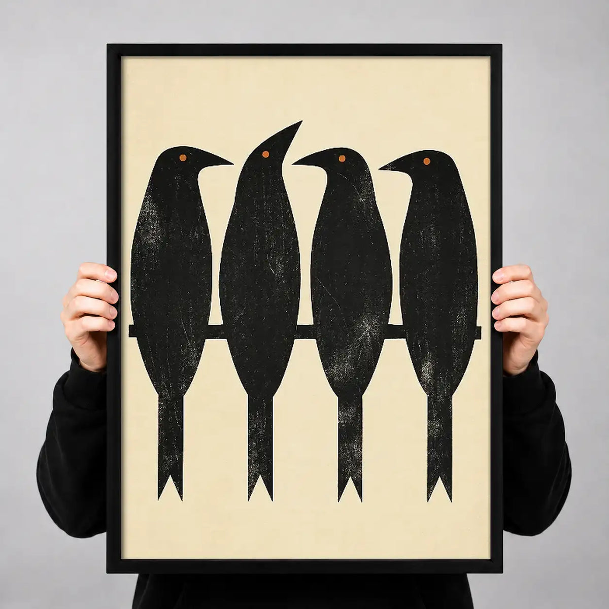 Four Black Birds Minimal Wall Art 3