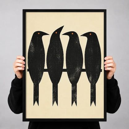 Four Black Birds Minimal Wall Art 3
