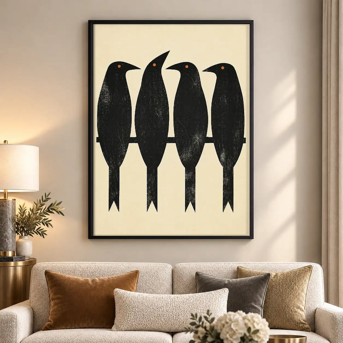 Four Black Birds Minimal Wall Art 5