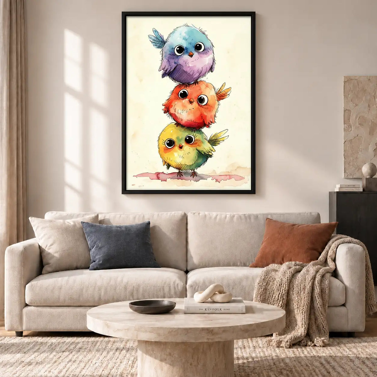 Four Colorful Birds Stacked Together Wall Art 2