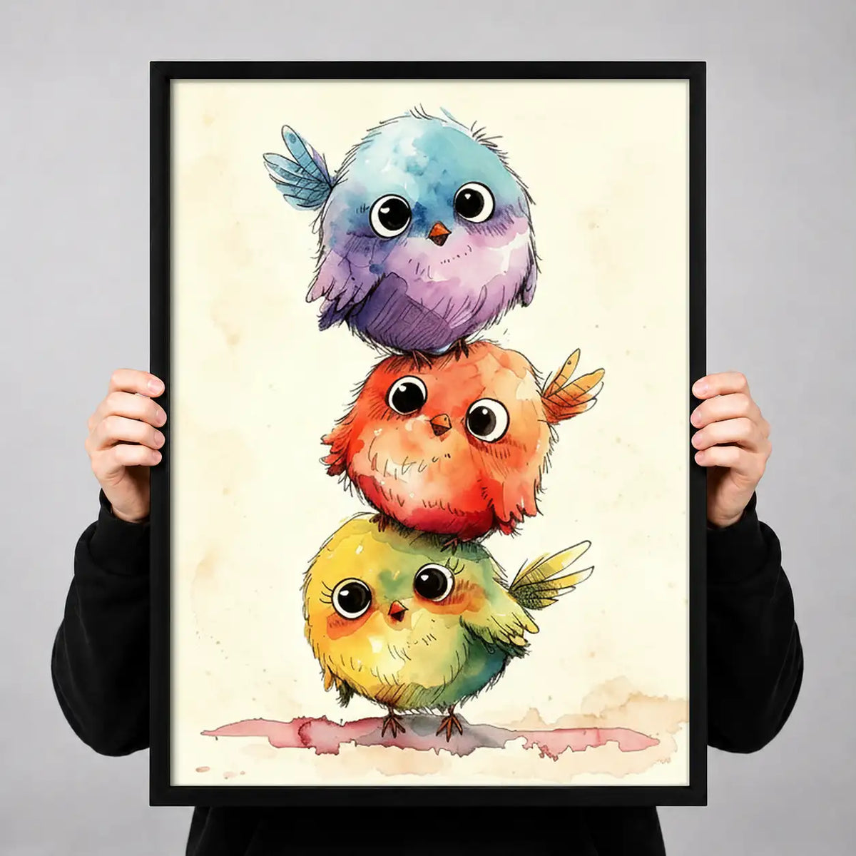Four Colorful Birds Stacked Together Wall Art 3
