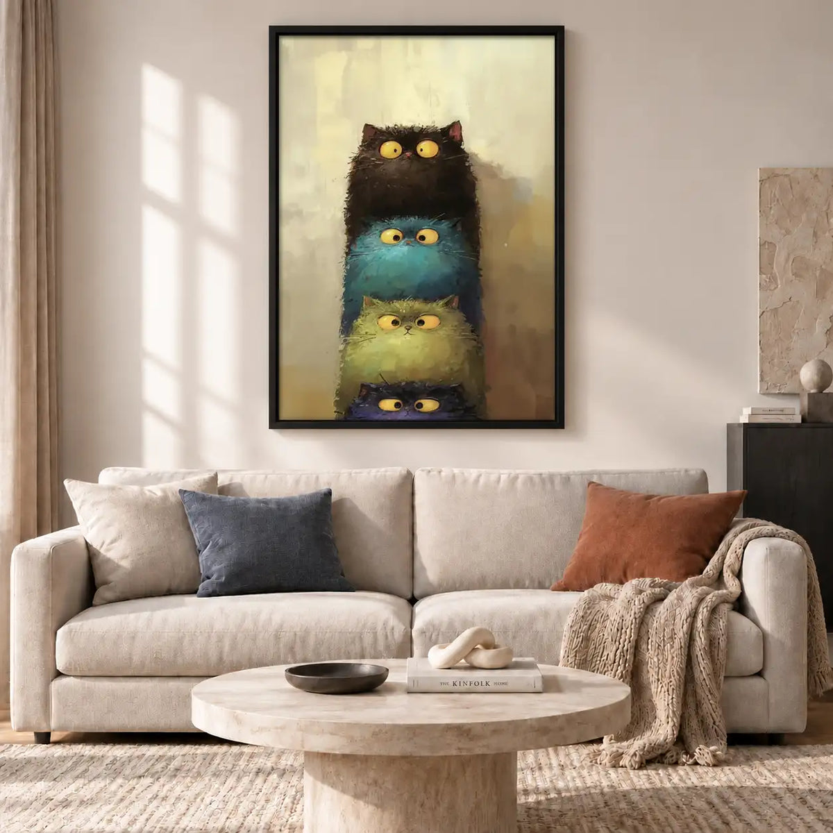Four Colorful Cats Stacked Wall Art 2