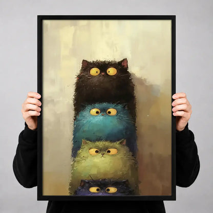 Four Colorful Cats Stacked Wall Art 3