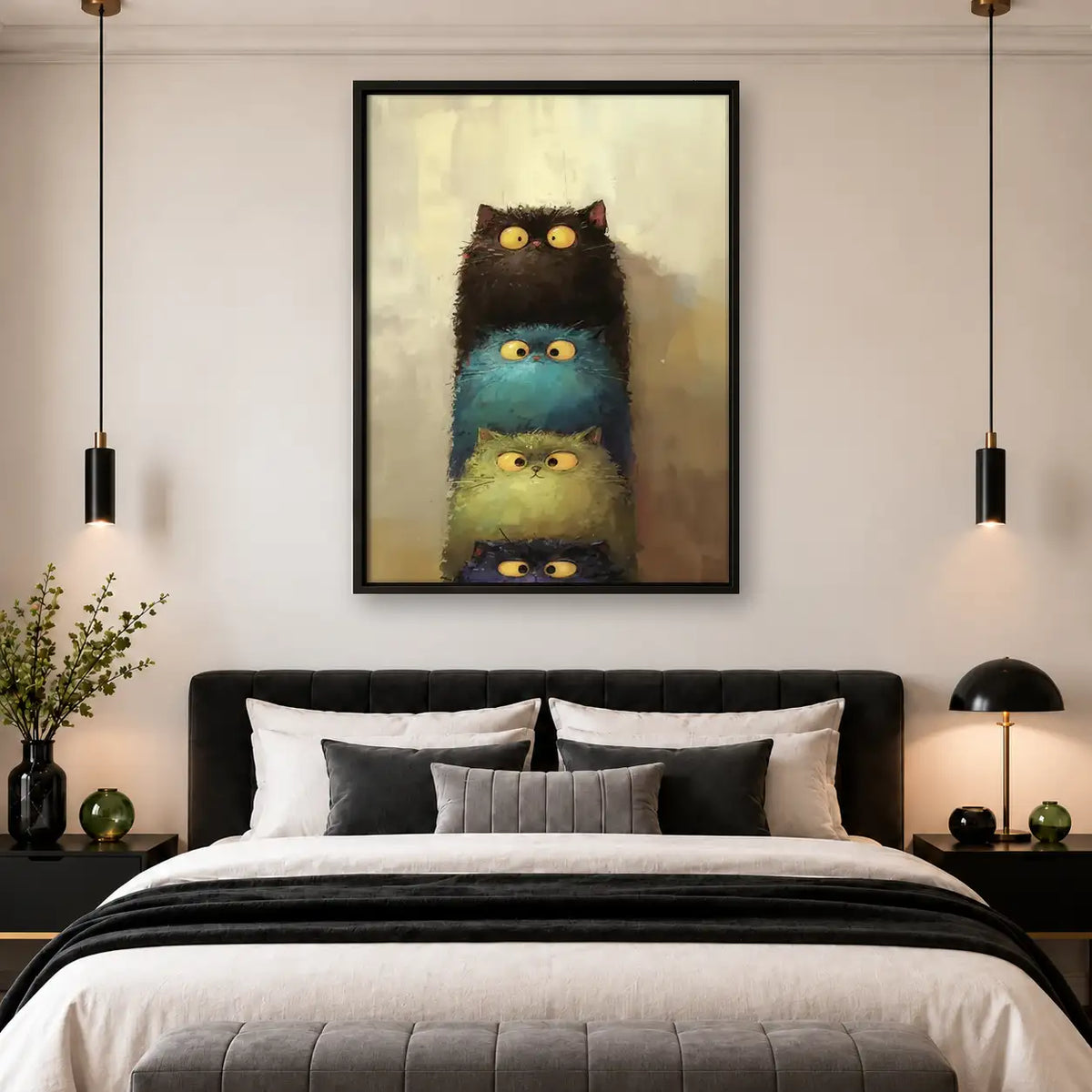 Four Colorful Cats Stacked Wall Art 4