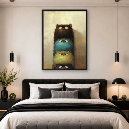 Four Colorful Cats Stacked Wall Art 4