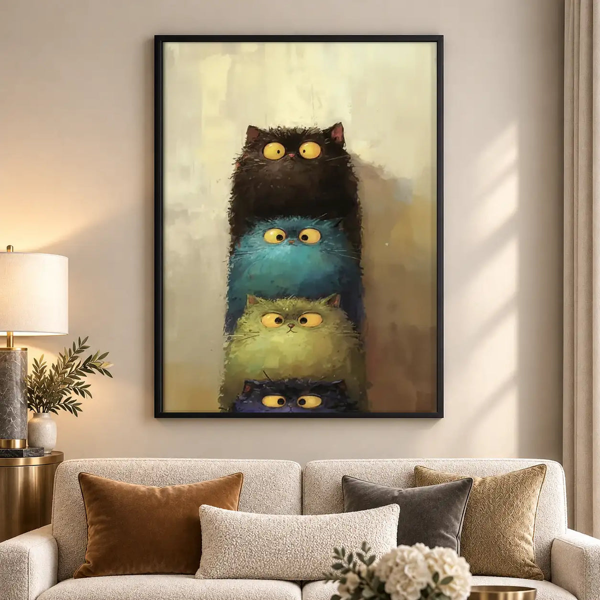 Four Colorful Cats Stacked Wall Art 5