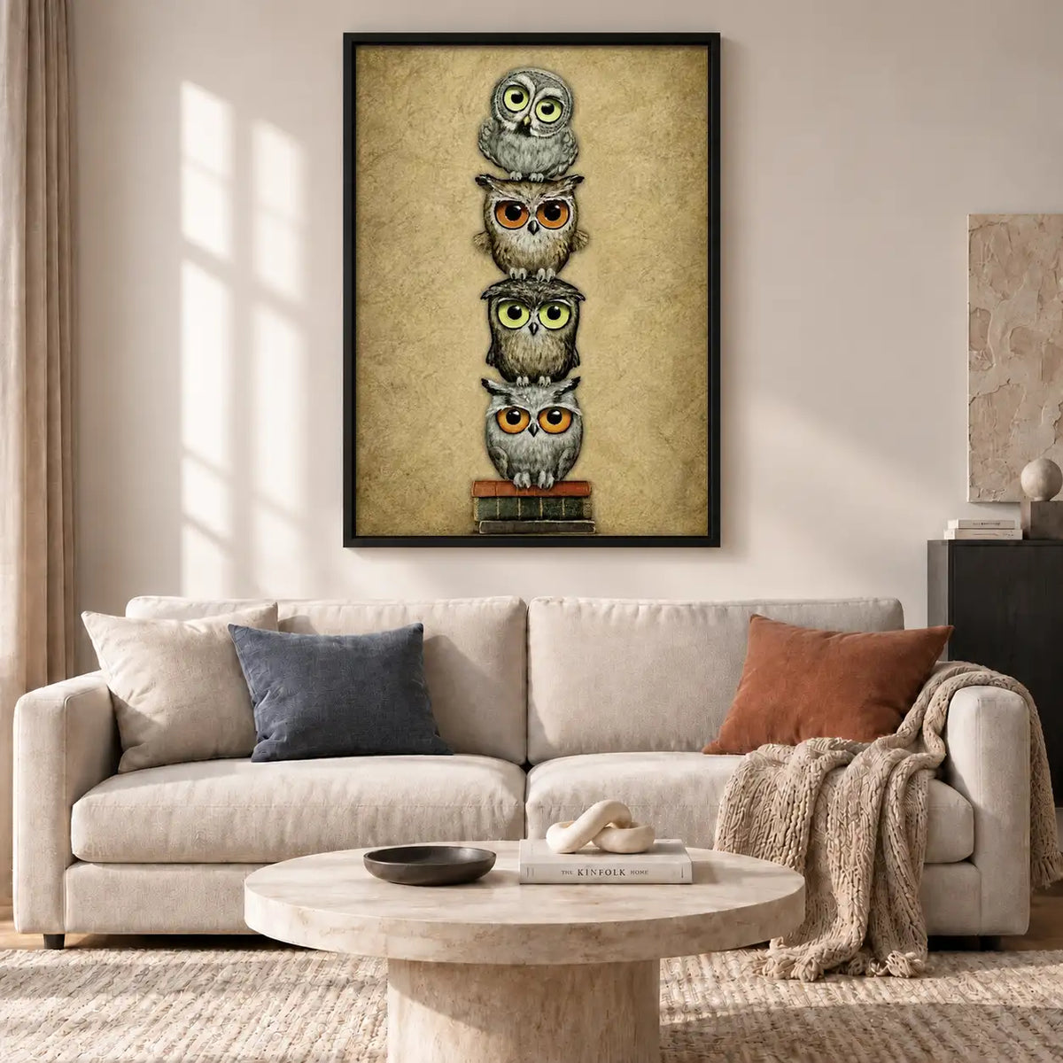 Four Colorful Owls Stacked Wall Art 2