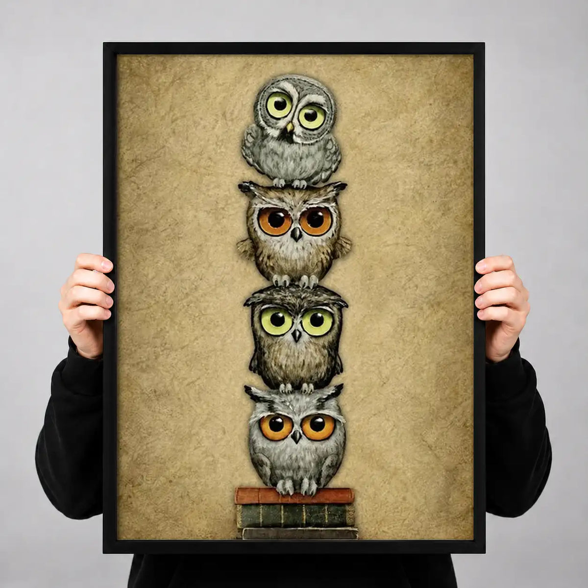 Four Colorful Owls Stacked Wall Art 3
