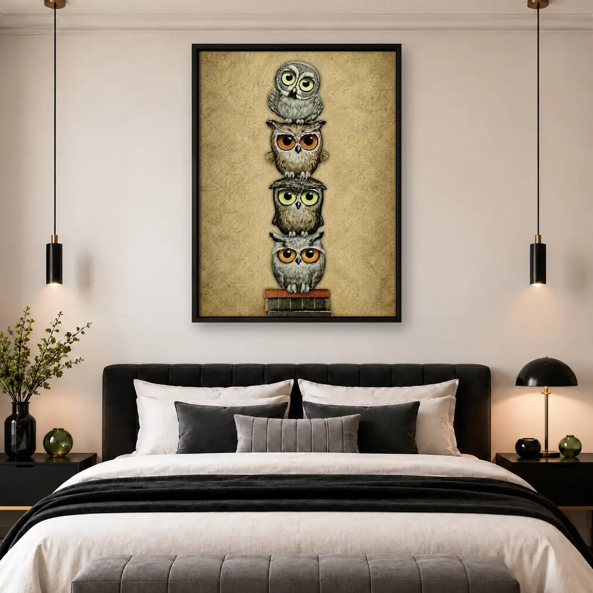 Four Colorful Owls Stacked Wall Art 4