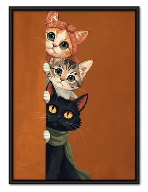 Four Curious Cats Peeking Wall Art