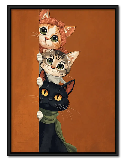 Four Curious Cats Peeking Wall Art