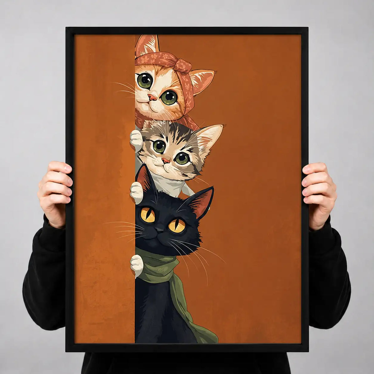 Four Curious Cats Peeking Wall Art 3