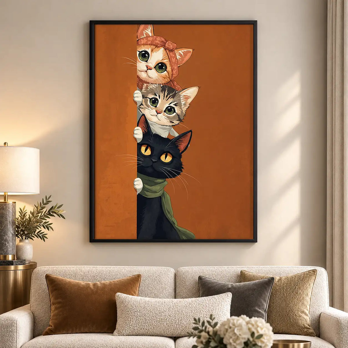 Four Curious Cats Peeking Wall Art 5