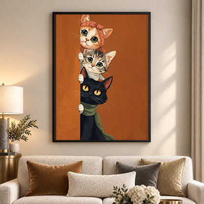 Four Curious Cats Peeking Wall Art 5