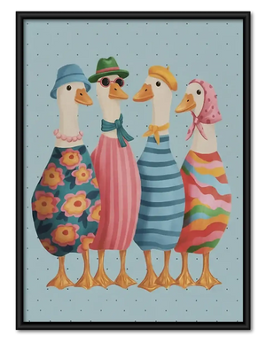 Four Fashionable Geese in Dresses Wall Art