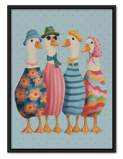 Four Fashionable Geese in Dresses Wall Art
