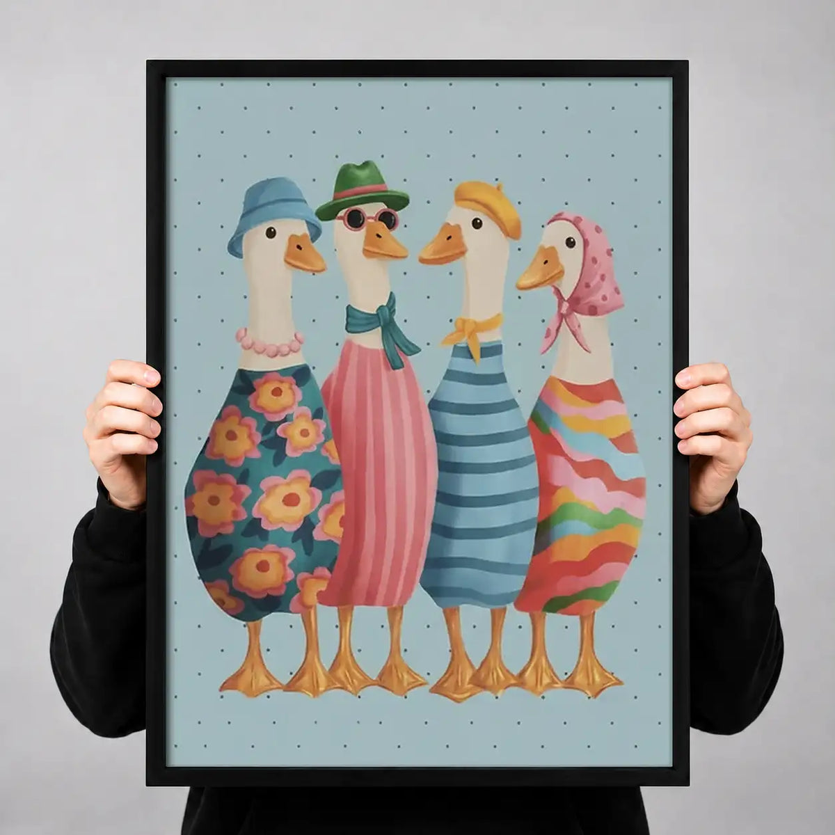 Four Fashionable Geese in Dresses Wall Art 3