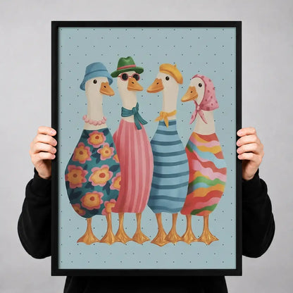 Four Fashionable Geese in Dresses Wall Art 3