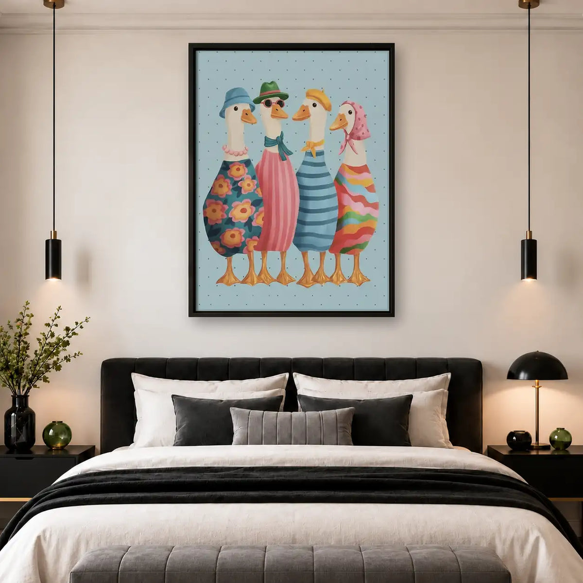 Four Fashionable Geese in Dresses Wall Art 4