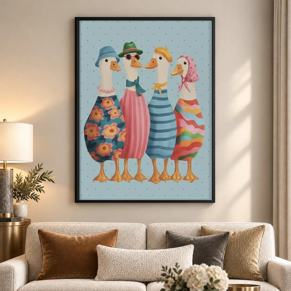Four Fashionable Geese in Dresses Wall Art 5