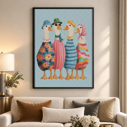 Four Fashionable Geese in Dresses Wall Art 5