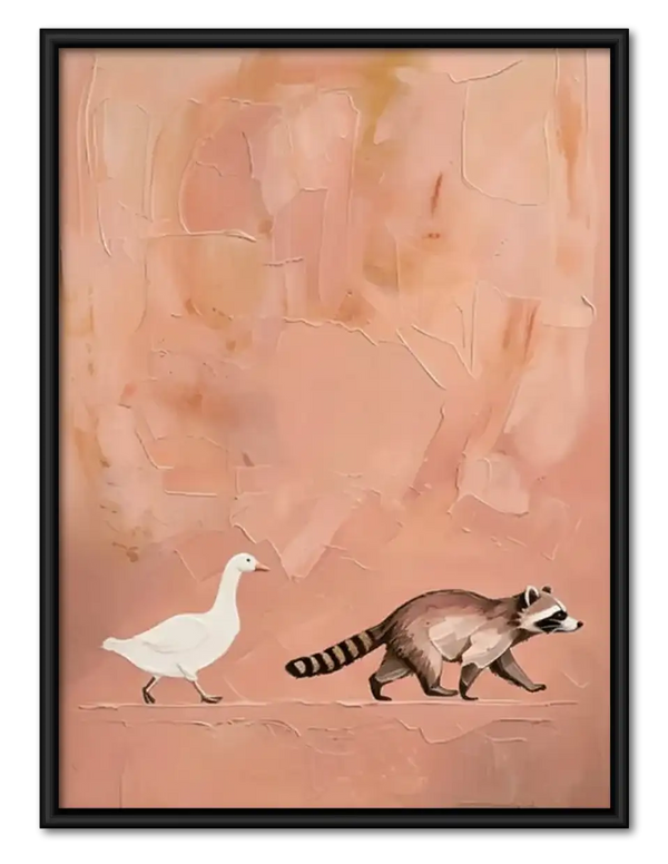 Fox and Raccoon Chase Wall Art