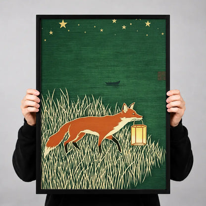 Fox Carrying Lantern at Night Wall Art 3