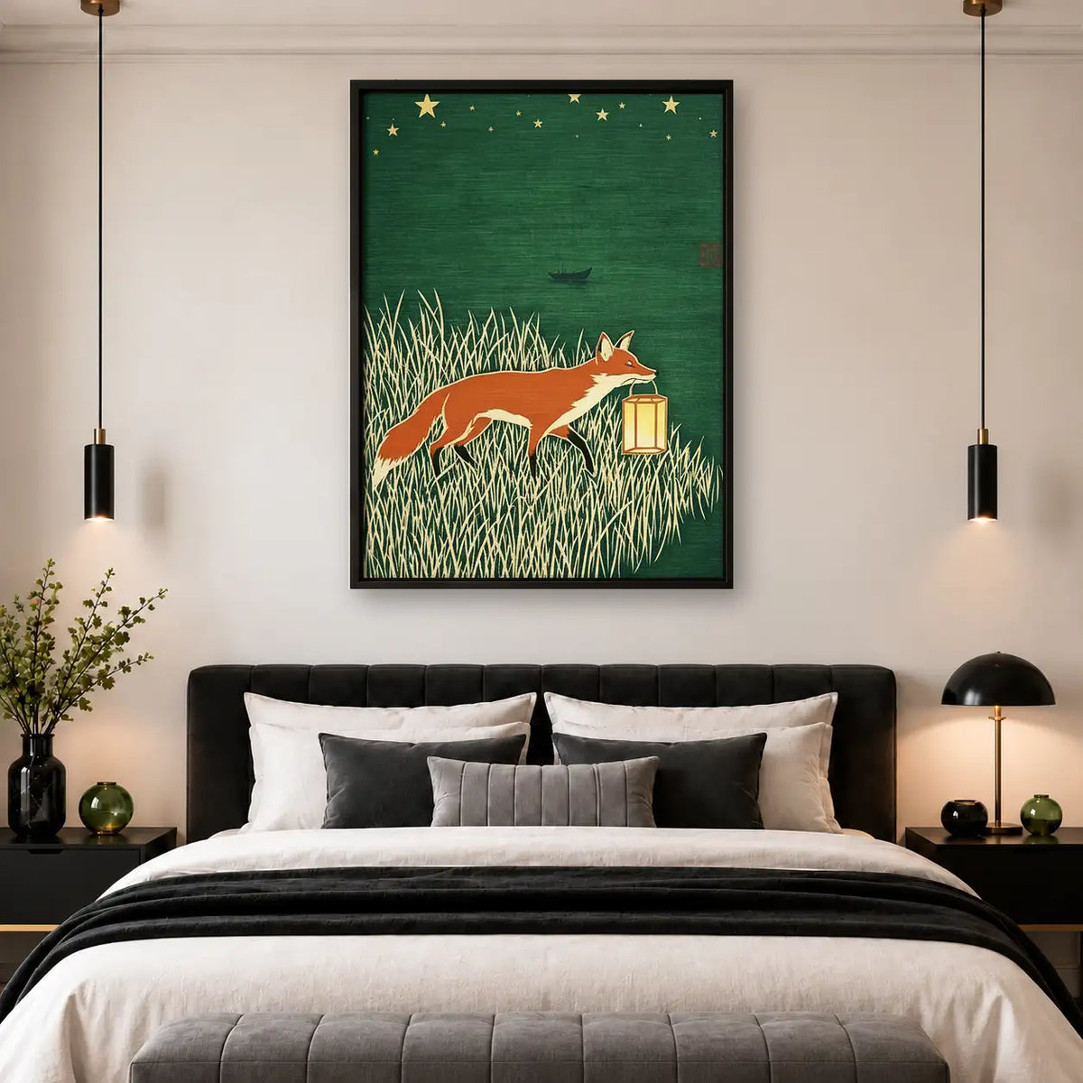 Fox Carrying Lantern at Night Wall Art 4