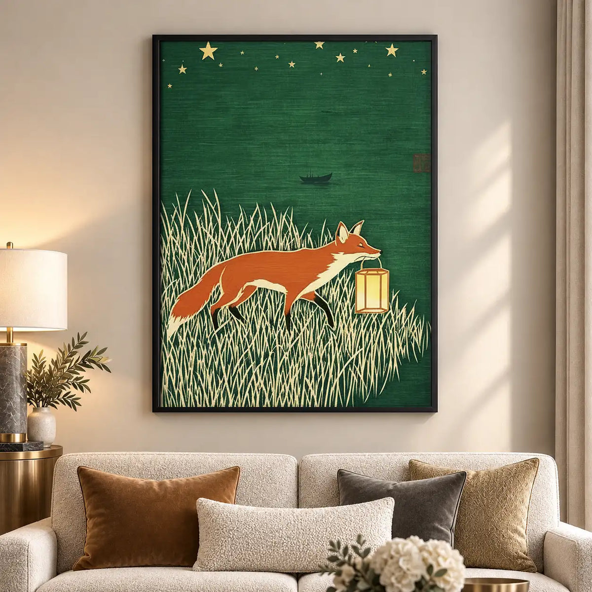 Fox Carrying Lantern at Night Wall Art 5