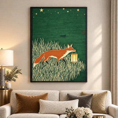 Fox Carrying Lantern at Night Wall Art 5