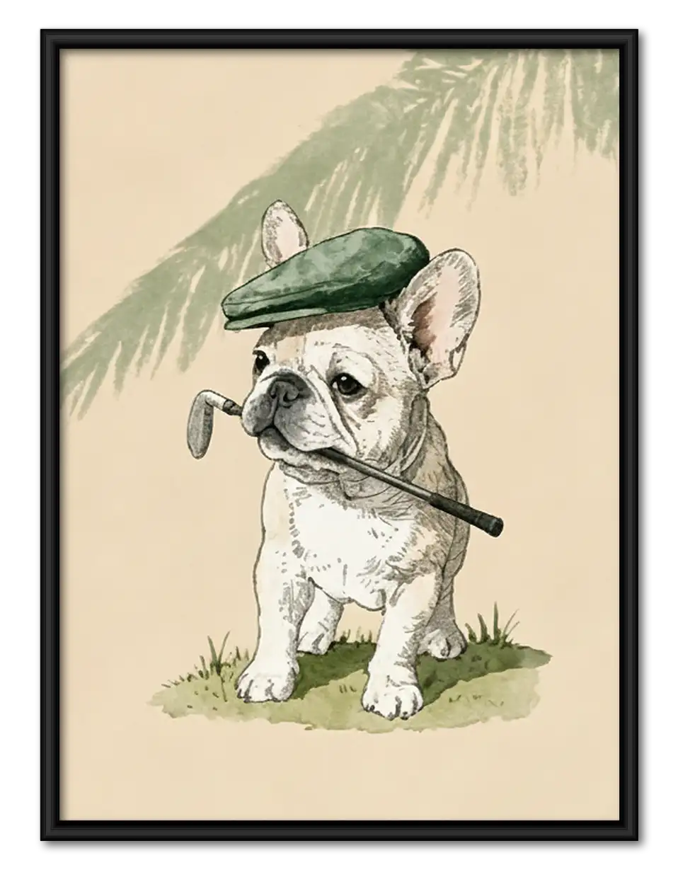 French Bulldog in Green Beret Wall Art 1