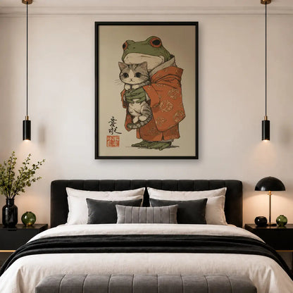 Frog and Cat in Kimono Wall Art 4