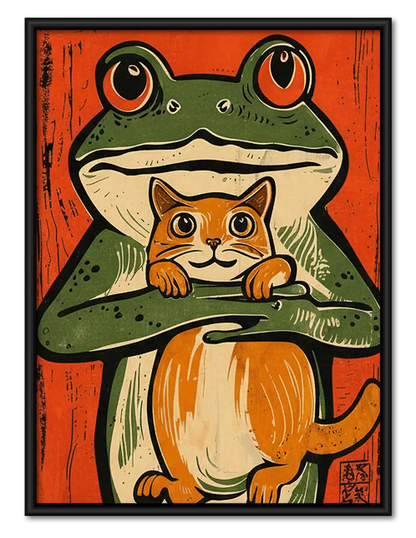 Frog and Cat Stacked Portrait Wall Art 1