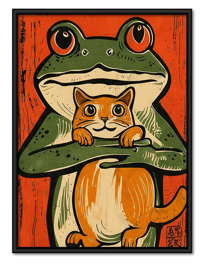Frog and Cat Stacked Portrait Wall Art