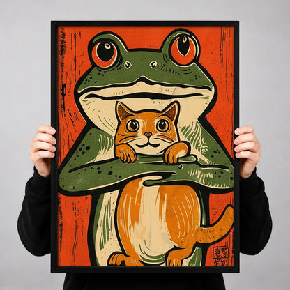 Frog and Cat Stacked Portrait Wall Art 3