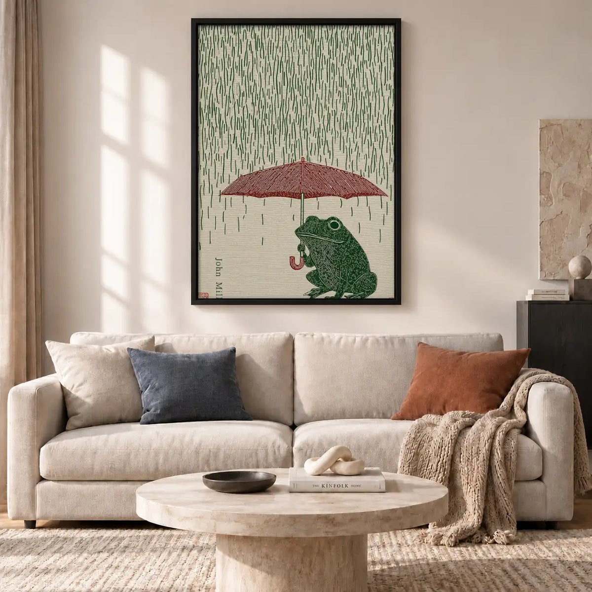 Frog beneath Red Umbrella Wall Art 2