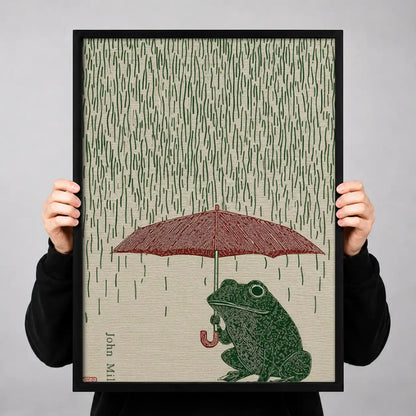 Frog beneath Red Umbrella Wall Art 3