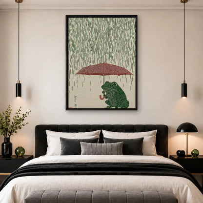 Frog beneath Red Umbrella Wall Art 4