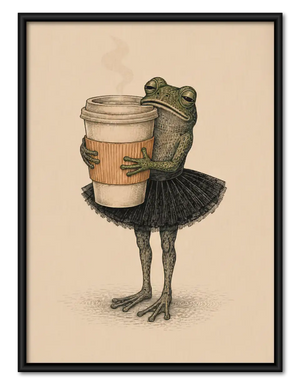 Frog Carrying Coffee Cup Wall Art