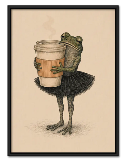 Frog Carrying Coffee Cup Wall Art 1