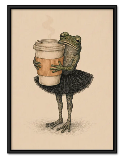 Frog Carrying Coffee Cup Wall Art