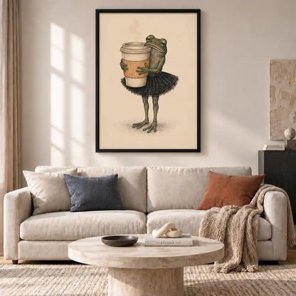 Frog Carrying Coffee Cup Wall Art 2