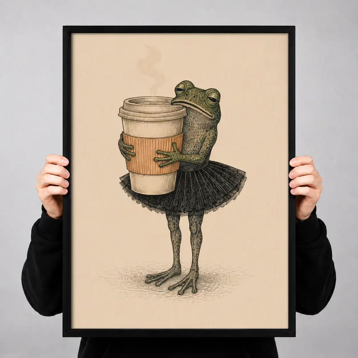 Frog Carrying Coffee Cup Wall Art 3