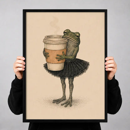 Frog Carrying Coffee Cup Wall Art 3