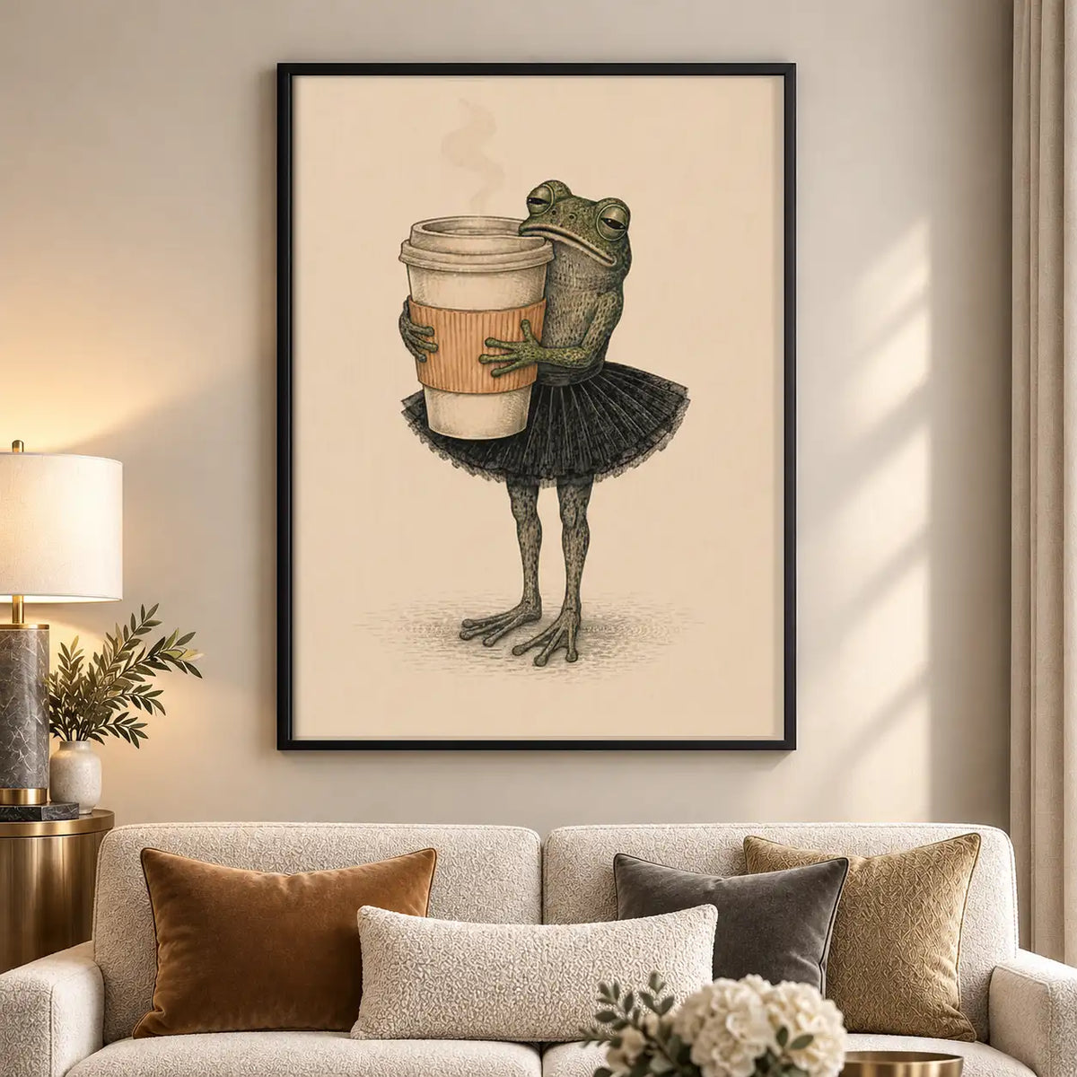Frog Carrying Coffee Cup Wall Art 5
