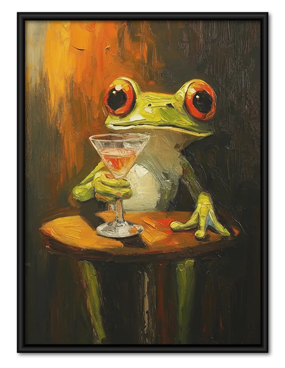 Frog Enjoying Martini at Bar Wall Art 1