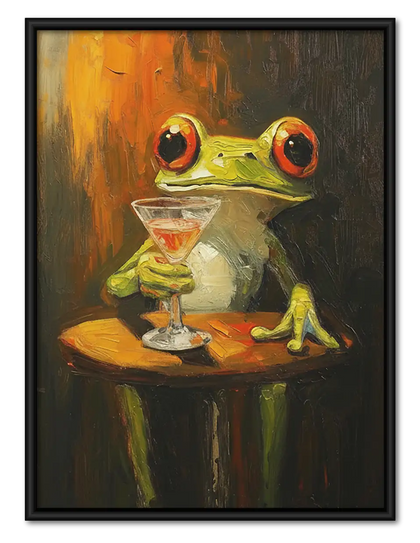 Frog Enjoying Martini at Bar Wall Art